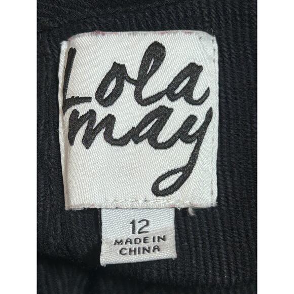 Lola May Black Dress 12 Long Sleeve High Collar Tunic Style Semi Sheer Unlined - Picture 6 of 8